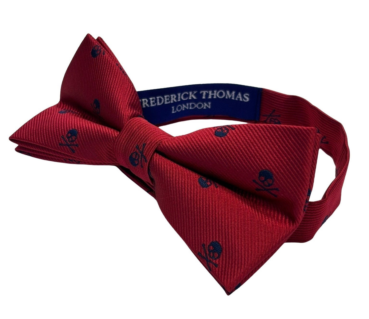 handmade dark red bow tie with navy blue skull and crossbone design by ...