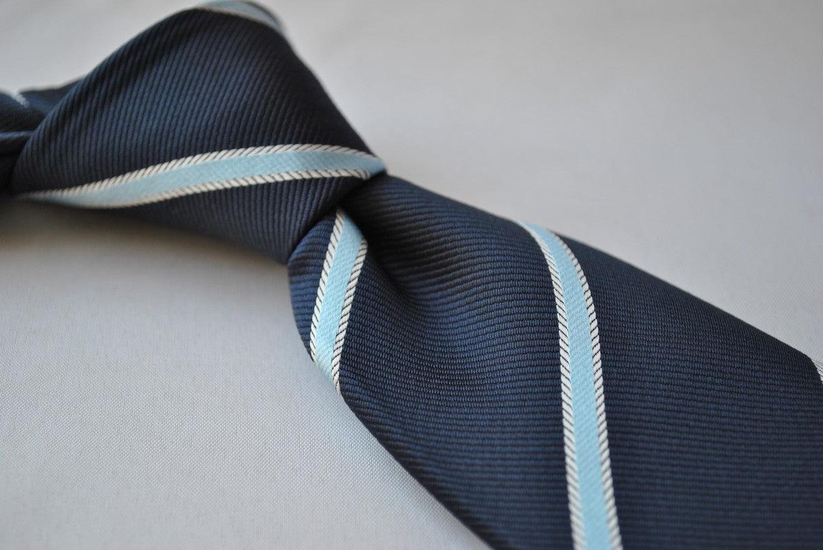 Navy Light Blue Ribbon Stripe Tie | FREDERICK THOMAS UK – Frederick ...